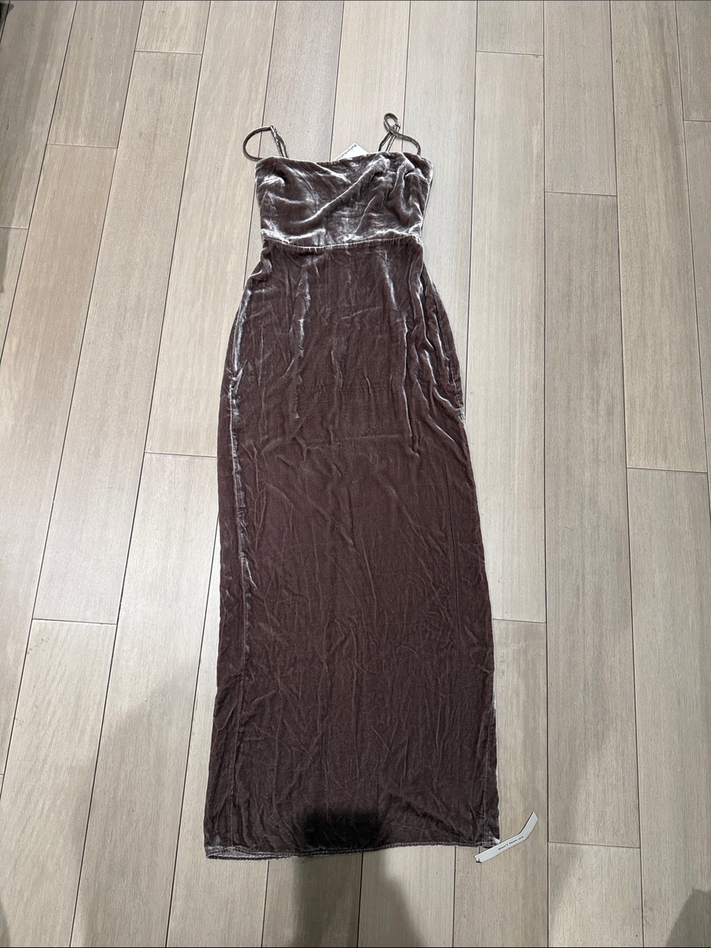 Reformation Frankie Velvet Spaghetti-Strap Maxi Dress Magnetic